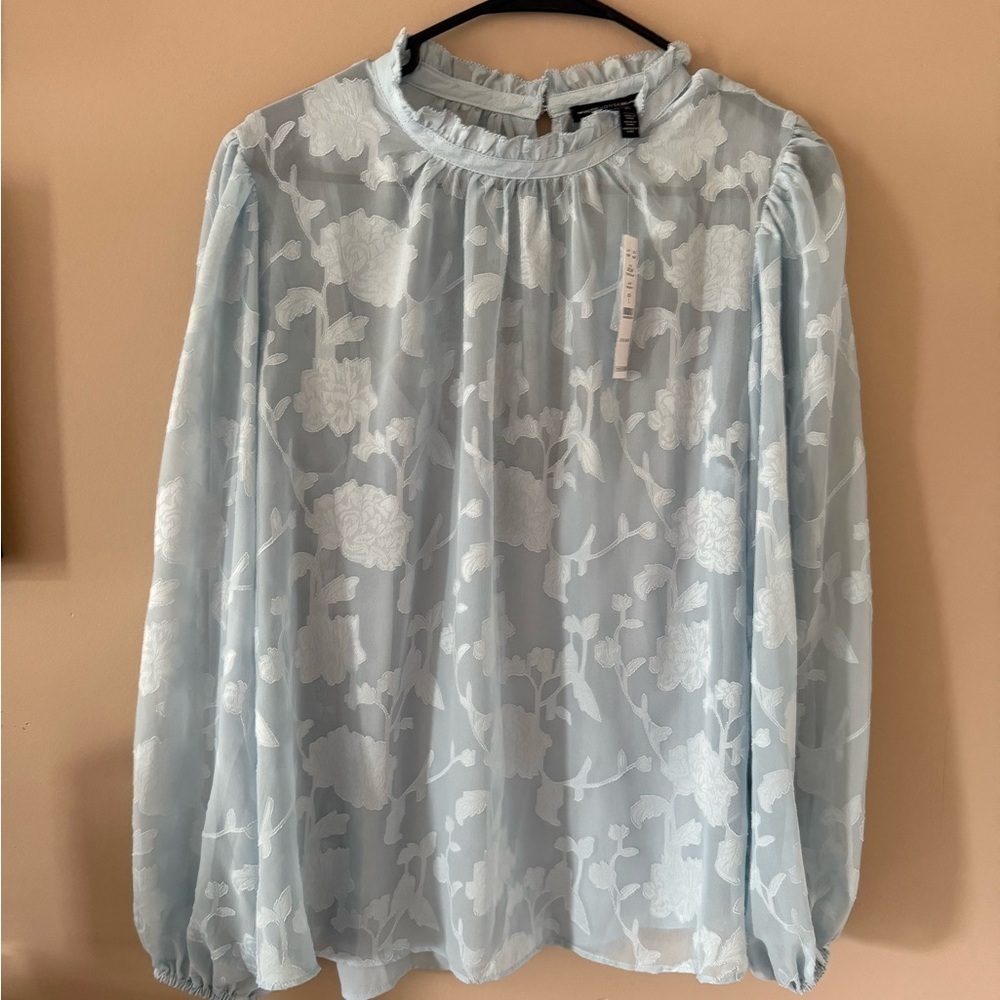 White House black market ruffle collar floral blouse size large new with tags. - Picture 5 of 5